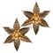 Willy Daro Style Brass Flowers Wall Lights from Massive Lighting, 1970, Set of 2, Image 1