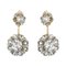 19th Century French Diamond 18 Karat Yellow Gold Platinum Dangle Earrings, Set of 2 1