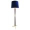 Mid-Century Modern Blue Floor Lamp in Wood and Brass, Italy, 1950s 1