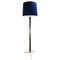 Mid-Century Modern Blue Floor Lamp in Wood and Brass, Italy, 1950s, Imagen 1