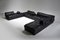 Mid-Century Modern Black Leather Sofa with Sectional Patchwork from de Sede, Set of 9, Image 8