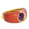 Natural Amethyst, Red Oxidized Brass & 18K Gold Ring from Berca 8