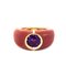 Natural Amethyst, Red Oxidized Brass & 18K Gold Ring from Berca 1