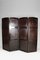 Antique 4 Panels Folding Screen in Patinated Leather, 1900s 14