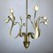 Mid-Century Italian Brass and Lacquer Chandelier, 1950s 2