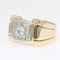 Diamonds 18 Karat Yellow Gold Platinum Square Tank Ring, 1940s, Image 6