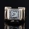 Diamonds 18 Karat Yellow Gold Platinum Square Tank Ring, 1940s 3