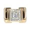 Diamonds 18 Karat Yellow Gold Platinum Square Tank Ring, 1940s 1