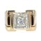 Diamonds 18 Karat Yellow Gold Platinum Square Tank Ring, 1940s, Image 1