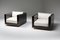 Cubic Lounge Chairs in Black and Brass from Maison Jansen, Set of 2, Imagen 3