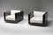 Cubic Lounge Chairs in Black and Brass from Maison Jansen, Set of 2, Immagine 3