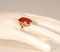 Vintage 14K Yellow Gold Statement Ring with Carnelian Agate Stone Cabochon Cut and White Gold Accent 9