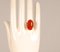 Vintage 14K Yellow Gold Statement Ring with Carnelian Agate Stone Cabochon Cut and White Gold Accent 2