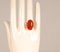 Vintage 14K Yellow Gold Statement Ring with Carnelian Agate Stone Cabochon Cut and White Gold Accent, Image 2