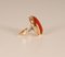 Vintage 14K Yellow Gold Statement Ring with Carnelian Agate Stone Cabochon Cut and White Gold Accent 8