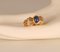 Art Deco 14K Yellow Gold Ring with Cabochon Cut Sapphire Style Stone and Brilliant Cut Crystals 4
