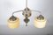 Art Deco Chandelier with 3 Opaline Shades, 1930s 2