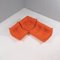 Togo Orange Modular Sofa by Michel Ducaroy for Ligne Roset, Set of 3, Imagen 2