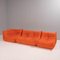 Togo Orange Modular Sofa by Michel Ducaroy for Ligne Roset, Set of 3, Immagine 3