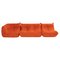 Togo Orange Modular Sofa by Michel Ducaroy for Ligne Roset, Set of 3, Image 1