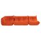 Togo Orange Modular Sofa by Michel Ducaroy for Ligne Roset, Set of 3, Imagen 1