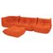 Togo Orange Modular Sofa and Footstool by Michel Ducaroy for Ligne Roset, Set of 4 1