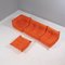 Togo Orange Modular Sofa and Footstool by Michel Ducaroy for Ligne Roset, Set of 4 2