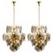 Smoked Glass and Brass Chandeliers in the Style of Vistosi, Italy, 1970s, Set of 2 1