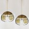 Murano Chandelier Pendant Lights in Amber Glass and Brass, 1970s, Set of 2 2