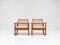 Cane 2256 Oak Sled Lounge Chairs by Børge Mogensen for Fredericia Furniture Denmark, 1956, Set of 2 1