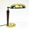 Swedish Brass and Oak Table Lamp from EOS, Nässjö, 1940s, Image 7