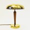 Swedish Brass and Oak Table Lamp from EOS, Nässjö, 1940s 2