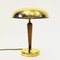 Swedish Brass and Oak Table Lamp from EOS, Nässjö, 1940s, Image 2