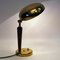 Swedish Brass and Oak Table Lamp from EOS, Nässjö, 1940s 3