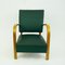 Italian Mid-Century Beech Lounge Chair with Green Leatherette 3