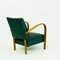 Italian Mid-Century Beech Lounge Chair with Green Leatherette 6