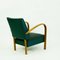 Italian Mid-Century Beech Lounge Chair with Green Leatherette, Imagen 6
