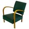Italian Mid-Century Beech Lounge Chair with Green Leatherette, Image 1