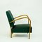 Italian Mid-Century Beech Lounge Chair with Green Leatherette, Immagine 5