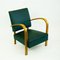 Italian Mid-Century Beech Lounge Chair with Green Leatherette 4