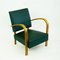Italian Mid-Century Beech Lounge Chair with Green Leatherette, Imagen 4