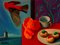 Pintura al óleo de bodegón contemporáneo de Paul Rossi, desayuno con pájaro, 2018, Imagen 1