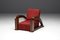 Französische Art Deco Sessel aus Rot gestreiftem Samt mit Swoosh Armlehnen, 2er Set 6