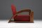 Französische Art Deco Sessel aus Rot gestreiftem Samt mit Swoosh Armlehnen, 2er Set 7