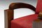 French Art Deco Lounge Chairs in Red Striped Velvet with Swoosh Armrests, Set of 2 12