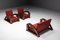 French Art Deco Lounge Chairs in Red Striped Velvet with Swoosh Armrests, Set of 2 15