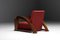 Französische Art Deco Sessel aus Rot gestreiftem Samt mit Swoosh Armlehnen, 2er Set 8
