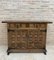 19th Century Catalan Spanish Baroque Credenza or Buffet with Two Drawers in Carved Walnut, Image 1