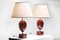 Red Lacquered Table Lamps by Philippe Barbier, France, 1970s, Set of 2 3