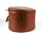 Vintage Brown Leather Hatbox, 1940s 4